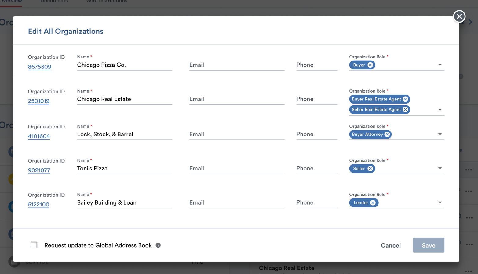 An early, simplified method of editing parties.