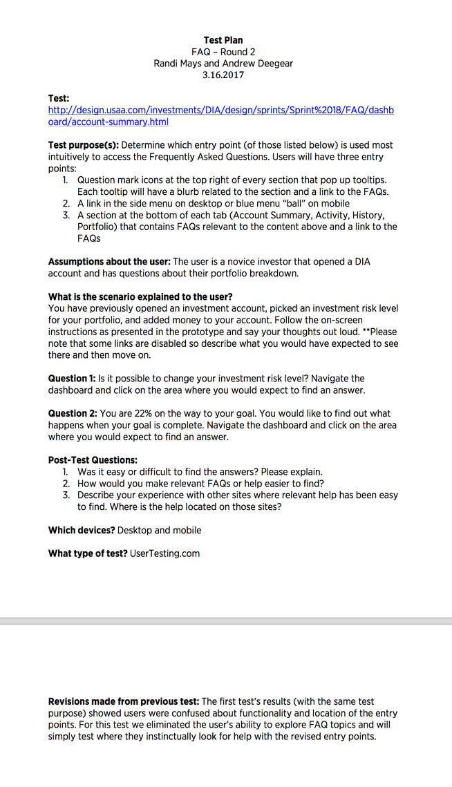 Design testing process artifacts